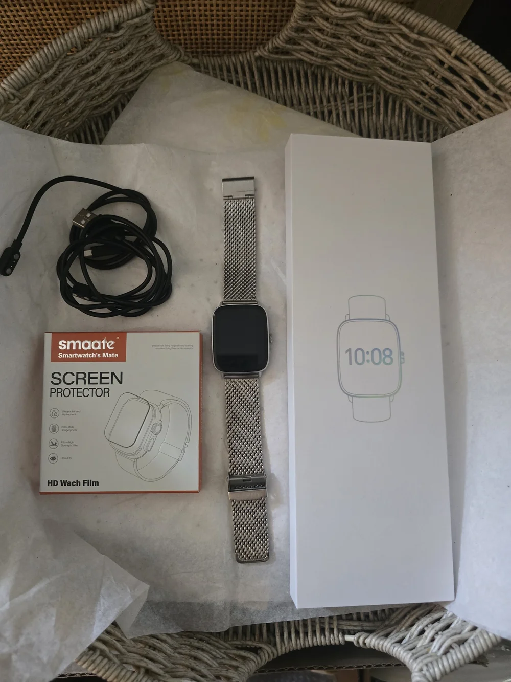 Smartwatch with Accessories, Original Box, 2 Chargers/Bands & Screen Protector